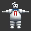 Cute Smiling White Marshmallow Toy Character With Sailor Hat Red Neckerchief And Outstretched Arms
