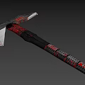 Bloody Axe With Sharp Blade And Red Stained Handle On Gray Background 3d model