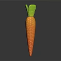 Vibrant Orange Carrot With White Polka Dots And Green Leaves Isolated On Dark Background