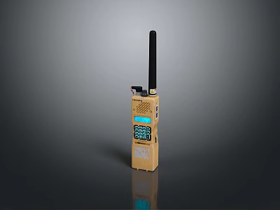 Wireless Doorbell With Yellow Body Black Antenna And Blue Display Screen 3d model