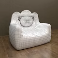 Cute Yellow Single Sofa With Cartoon Shaped Backrest And White Pattern 3d model