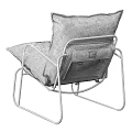 Modern Gray Fabric Single Sofa With Metal Frame And Comfortable Cushion Design