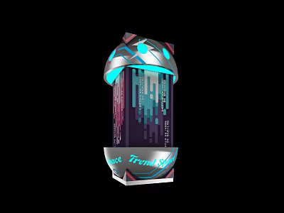 Futuristic Space Frame Ship With Neon Lights And Metallic Structure Design 3d model