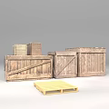 Rustic Wooden Crates With Various Sizes And A Wooden Pallet