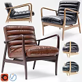 Modern Leather Leisure Chairs with Wooden Legs for Living Room Decor