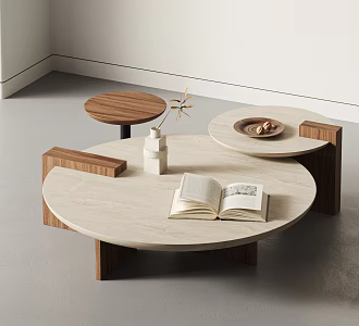 Quiet Wind Tea Table Combination Middle and Ancient Style Tea Table Combination Round Tea Table Stone Tea Table Rock Plate Coffee Table 3d model