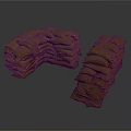 Brown Burlap Sandbags Stacked And Piled For Flood Control Applications
