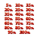 Stylish Wall Decor Featuring Red Percentage Numbers From 5 To 100 Percent