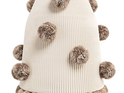 Cream Ribbed Chandelier With Brown Pom Pom Decorations Modern Home Design 3d model