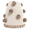 Cream Ribbed Chandelier With Brown Pom Pom Decorations Modern Home Design