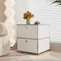 White Bedside Table With Two Drawers Sunflower Bouquet And Tea Cup By Window Blinds