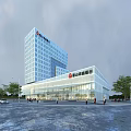 Modern Huishang Bank High Rise Office Building With Glass Facade And Outdoor Area