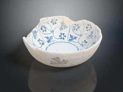 Decorative Ceramic Bowl With Blue And White Vine Flower Patterns For Furniture Decoration 3d model