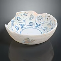 Decorative Ceramic Bowl With Blue And White Vine Flower Patterns For Furniture Decoration