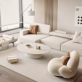 Modern Sofa Coffee Table Combination Multi-person Sofa Coffee Table Fruit Plate Sofa Single Sofa Leisure Chair Sofa Single Sofa 3d model