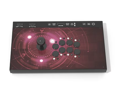 Professional MIDI Audio Control Panel With Knobs Buttons And Purple Glowing Design 3d model