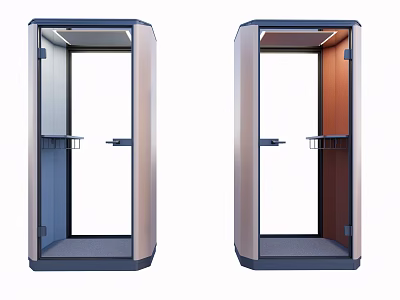 Modern Soundproof Acoustic Booths With Dual Colored Panels And Internal Shelves 3d model