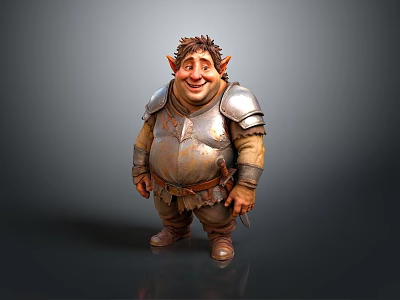 3D Rendered Fantasy Dwarf Character Smiling Wearing Leather Armor And Holding Dagger 3d model