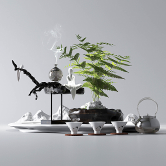 New Chinese Tea Set Bonsai Ornaments Tea Set 3d model