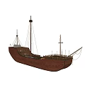 Detailed Historical Wooden Ship Model With Masts Deck And Classic Structure