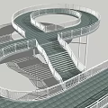 Spiral Road Facility Design With Glass Walkway And Circular Overpass Structure 3d model
