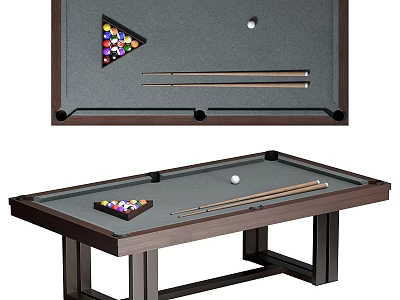 Billiard Room Interior With Wooden Table Triangle Rack Balls And Cues 3d model