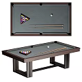 Billiard Room Interior With Wooden Table Triangle Rack Balls And Cues