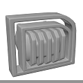 Gray 3D Model Mechanical Component With Parallel Strips And Frame Structure