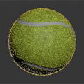 Green Grass Textured Tennis Ball With White Stitching And Shiny Reflective Surface