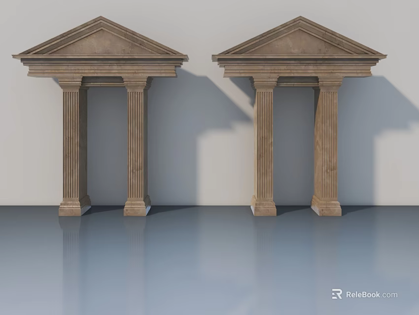 Classical Swing Door Frames With Decorative Columns And Stone Architectural Design 3d model