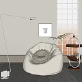 Cream Nordic Lazy Sofa Lazy Sofa Side 3d model