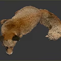 Realistic Orange Fox Sculpture Sitting With Open Mouth And Furry Texture