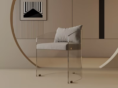 Modern Minimalist Table Lamp In Light Toned Room With Geometric Art And Circular Decor 3d model