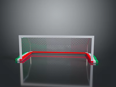 Home Soccer Goal With White Frame Green Red Base And Net For Daily Use 3d model