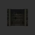 Modern Stylish Shelf Cabinet Unit With Green Wall Books Potted Plants And Decorative Vases