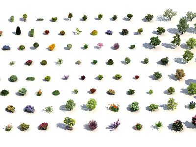 Diverse Collection Of Plants Including Trees Shrubs And Flowers For Landscaping 3d model
