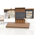 Wooden Display Stand With Blackboard Artworks And Easels For Home Decor