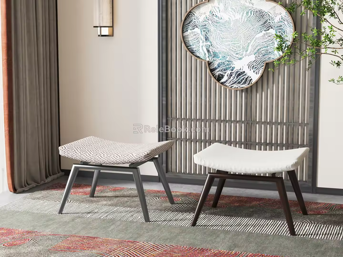 New Chinese Style Shoe Changing Stool Shoe Changing Stool Combination 3d model