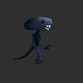 Cartoon Style Dark Colored Creature Character With Sharp Teeth Claws And Slender Body