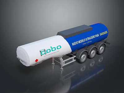 Globo Modern Fuel Tanker Trailer With Blue And White Color And Multiple Wheels 3d model