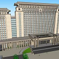Classical Office Building With Symmetrical Structure Grand Entrance Columns And Courtyard