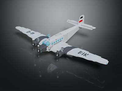White Model Airplane With Dual Propellers And UAE Flag On Tail Wing 3d model