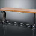 Industrial Style Distressed Wooden Top Bench With Metal Frame And Wheels