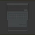 Gray Office Desk With Perforated Back Panel Shelf And Drawers Storage Compartment