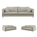 Modern Light Gray Fabric Two Seater Sofa With Metal Legs And Accent Pillows