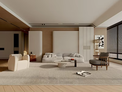 Modern Living Room Interior Design With Sofa Coffee Table Area Rug And Accent Chair 3d model