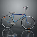 Blue Modern Bicycle With Silver Frame White Seat And Orange Reflectors