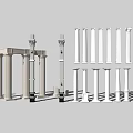 Classical Roman Columns With Various Designs And Ornate Decorative Details 3d model