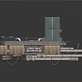 Industrial Platform Structure With Wooden Deck Stairs Containers And Railings