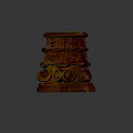 Carved Wooden Sculpture With Intricate Floral And Scroll Designs In Reddish Brown Color